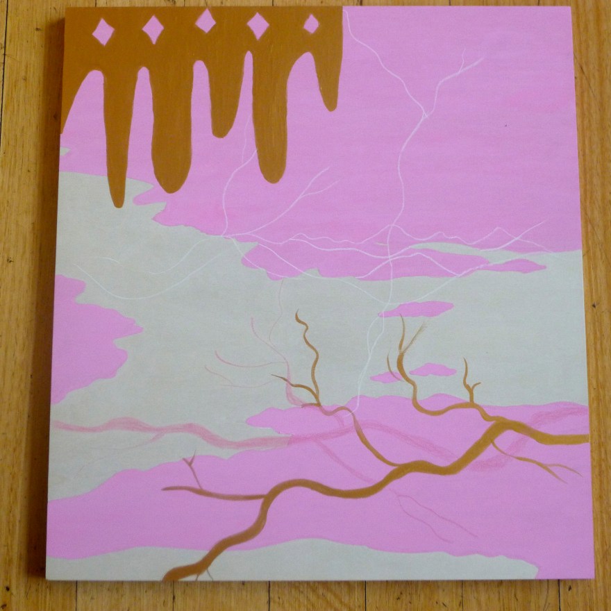 'On my nerves', 2015, gouache and pastel on mdf board, 50 x 50cm