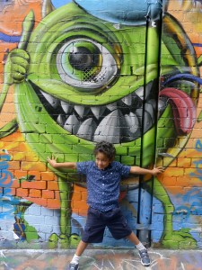 Mike Wazowski and Joshua in Caledonain Laneway.