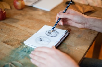 Learning observational drawing skills at my workshop in early 2014.